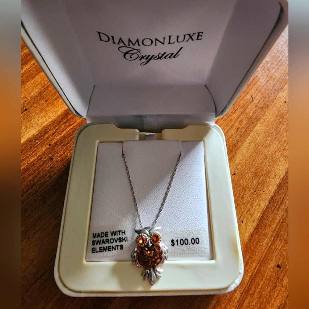 Diamond Luxe Owl Pendant NWT